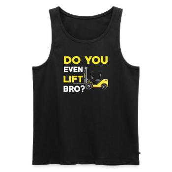 Lift Even Bro Forklift Shirt - Men's Premium Organic Tank Top - black - Front - Michal (187cm)