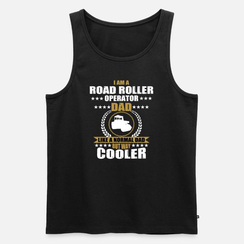 Walze Papa Strassenbauer - Männer Premium Bio Tank Top - Schwarz