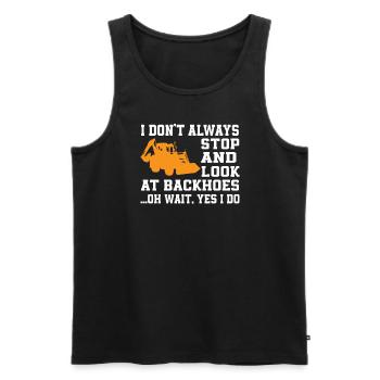 Funny backhoe loader saying - Men's Premium Organic Tank Top - black - Front - AI Model Male 178 light (178cm)