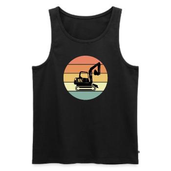 Retro Excavator T-Shirt - Men's Premium Organic Tank Top - black - Front - Michal (187cm)
