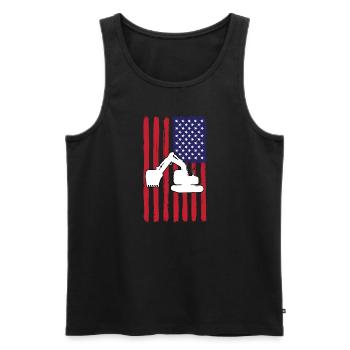 USA Flag Excavator Driver - Men's Premium Organic Tank Top - black - Front - Michal (187cm)