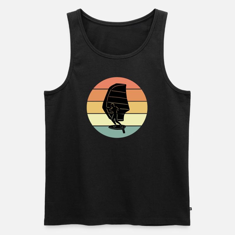 Retro Wing Foiler - Männer Premium Bio Tank Top - Schwarz