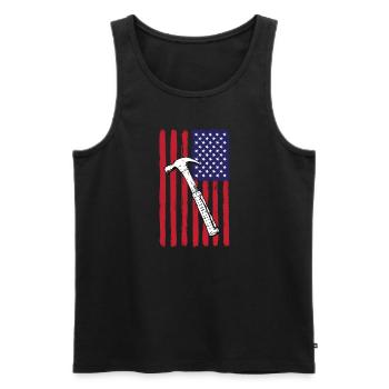 USA Flag Construction Workers - Men's Premium Organic Tank Top - black - Front - Michal (187cm)