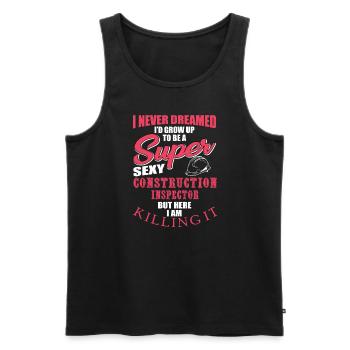 Funny Building Inspector Design - Men's Premium Organic Tank Top - black - Front - AI Model Male 178 light (178cm)