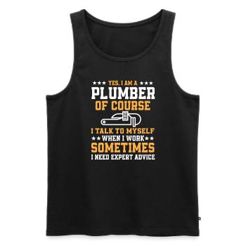 Fun plumber design - Men's Premium Organic Tank Top - black - Front - AI Model Male 178 light (178cm)