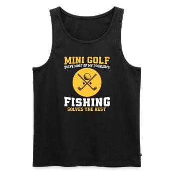 golf and fishing - Men's Premium Organic Tank Top - black - Front - AI Model Male 178 light (178cm)