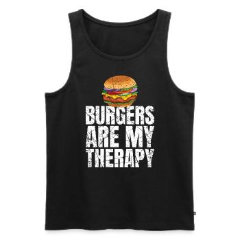 Burgers Are My Therapy Foodie Fast Food - Men's Premium Organic Tank Top - black - Front - AI Model Male 178 light (178cm)