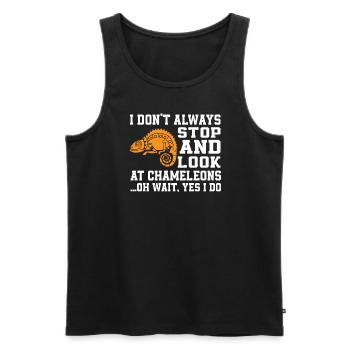 Funny chameleon saying - Men's Premium Organic Tank Top - black - Front - Michal (187cm)