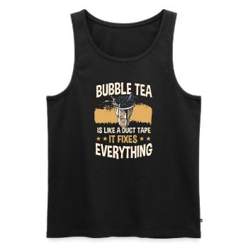 Funny Bubble Tea Shirt - Men's Premium Organic Tank Top - black - Front - Michal (187cm)