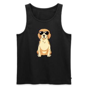 Beagle Welpe Mit Sonnebrille - Männer Premium Bio Tank Top - Schwarz - Vorne - AI Model Male 178 light (178cm)
