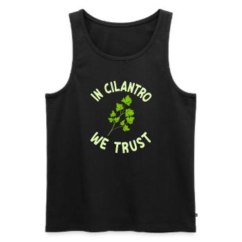We trust in coriander - Men's Premium Organic Tank Top - black - Front - AI Model Male 178 light (178cm)