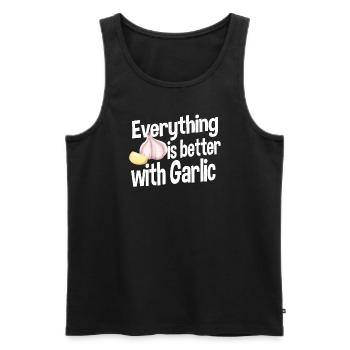 Funny garlic lover motif - Men's Premium Organic Tank Top - black - Front - Michal (187cm)