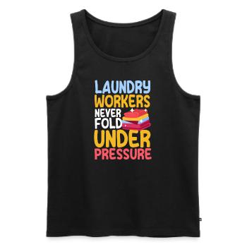 Funny laundry staff shirt - Men's Premium Organic Tank Top - black - Front - Michal (187cm)