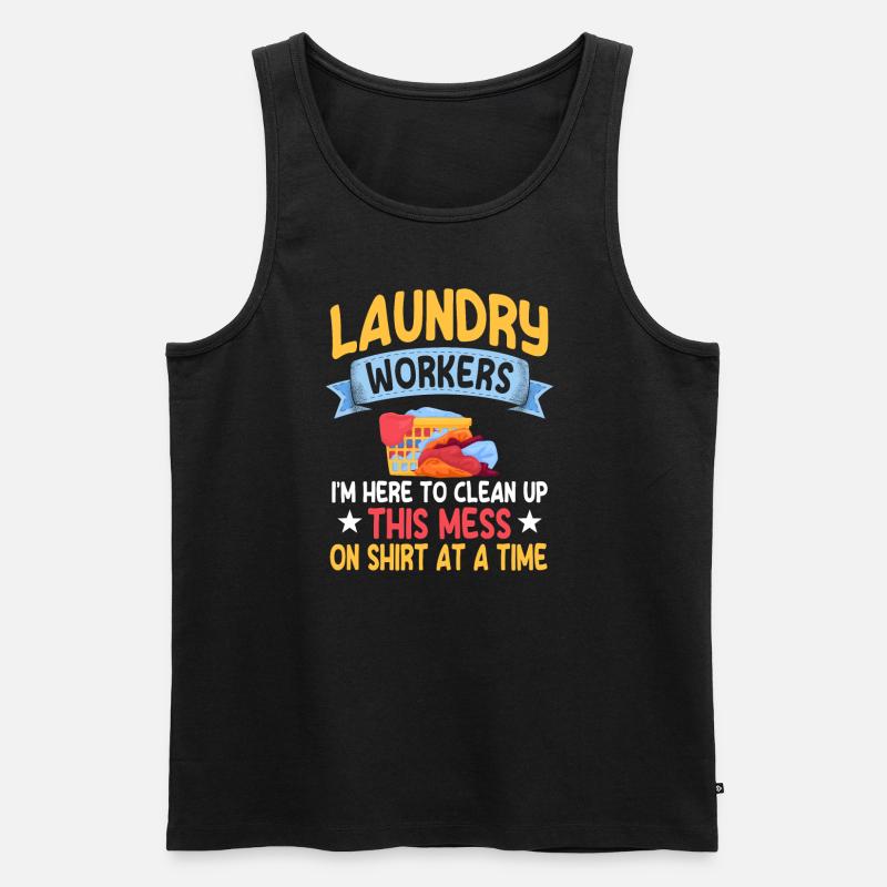 Funny Laundry Worker Gift - Men's Premium Organic Tank Top - black