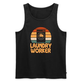 Retro Wäschereimitarbeiter Design - Männer Premium Bio Tank Top - Schwarz - Vorne - AI Model Male 178 light (178cm)