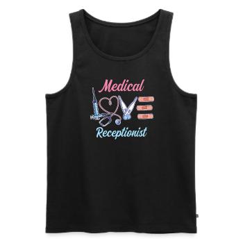 Conception pour réceptionnistes médicaux - Débardeur bio Premium Homme - noir - Devant - AI Model Male 178 light (178cm)