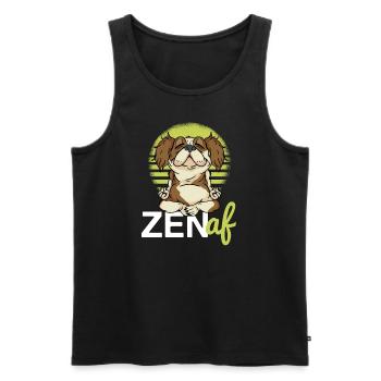 Funny Dog Yoga Zen AF - Men's Premium Organic Tank Top - black - Front - AI Model Male 178 light (178cm)