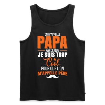Papa Cadeaux Anniversaire Pour Papa - Débardeur bio Premium Homme - noir - Devant - Michal (187cm)