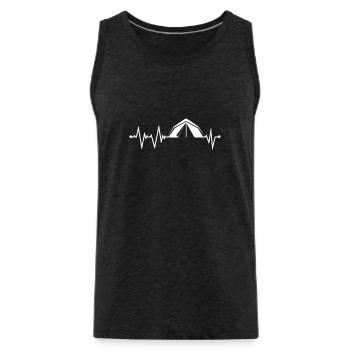 Camping tent heartbeat - Men's Premium Organic Tank Top - charcoal grey - Front - Alexander (188cm)