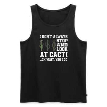 Funny Saguaro Cactus Lover Gift - Men's Premium Organic Tank Top - black - Front - Michal (187cm)