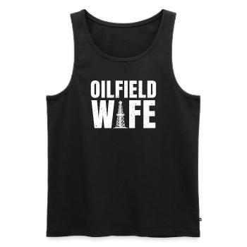 Ölfeld Ehefrau Bekleidung Für Frauen - Männer Premium Bio Tank Top - Schwarz - Vorne - Michal (187cm)