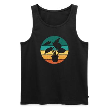 Retro Zimmerpflanze - Männer Premium Bio Tank Top - Schwarz - Vorne - Michal (187cm)