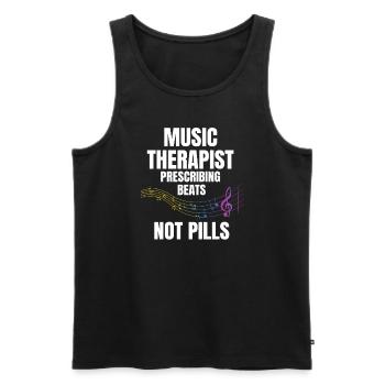 Les musicothérapeutes disent - Débardeur bio Premium Homme - noir - Devant - Michal (187cm)