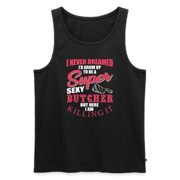 Butcher - Men's Premium Organic Tank Top - black - Front - AI Model Male 178 light (178cm)