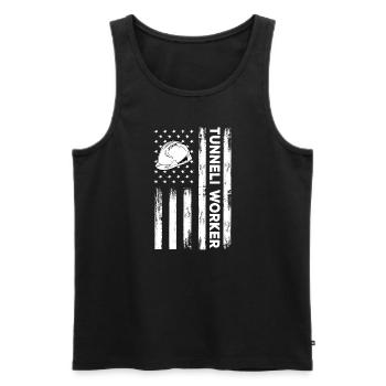 Drapeau des États-Unis Travailleurs du tunnel Amérique - Débardeur bio Premium Homme - noir - Devant - Michal (187cm)