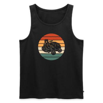 Retro tractor mower design - Men's Premium Organic Tank Top - black - Front - AI Model Male 178 light (178cm)