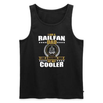 Funny Railfan Papa Locomotive Railway Trains - Men's Premium Organic Tank Top - black - Front - Michal (187cm)