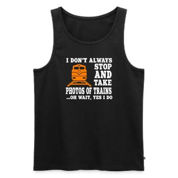 Lustiger Eisenbahnfotograf Spruch - Männer Premium Bio Tank Top - Schwarz - Vorne - Michal (187cm)