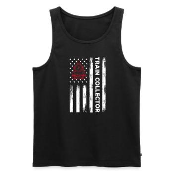 USA Flag Train Collectible Outfit America - Men's Premium Organic Tank Top - black - Front - AI Model Male 178 light (178cm)
