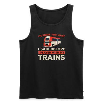 Lustiges Eisenbahn Sammler Humor - Männer Premium Bio Tank Top - Schwarz - Vorne - Michal (187cm)