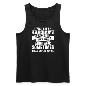 Sarcastic Research Analysts Shirt - Men's Premium Organic Tank Top - black - Front - AI Model Male 178 light (178cm)