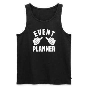 Event Planner - Men's Premium Organic Tank Top - black - Front - AI Model Male 178 light (178cm)