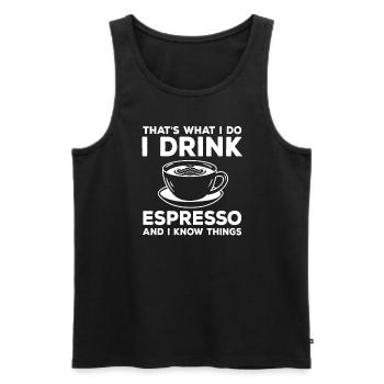 Drôle de buveur d’espresso Caffee Latte - Débardeur bio Premium Homme - noir - Devant - AI Model Male 178 light (178cm)