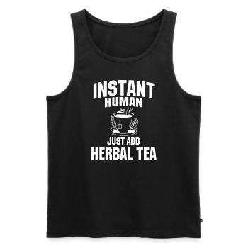 Instant Human Just add herbal tea - Men's Premium Organic Tank Top - black - Front - AI Model Male 178 light (178cm)