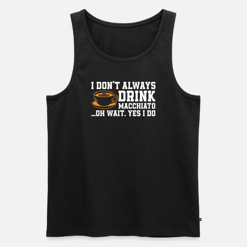 Kaffee Macchiato Spruch - Männer Premium Bio Tank Top - Schwarz