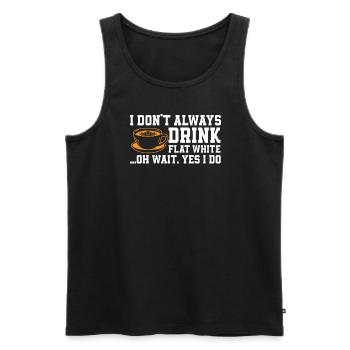 Funny Flat White Coffee Lover Design - Men's Premium Organic Tank Top - black - Front - AI Model Male 178 light (178cm)