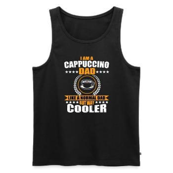 Cappuccino Papa Outfit Barista - Männer Premium Bio Tank Top - Schwarz - Vorne - Michal (187cm)