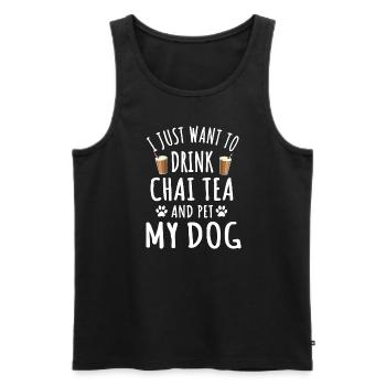 Drôle de thé Chai et conception de propriétaire de chien - Débardeur bio Premium Homme - noir - Devant - Michal (187cm)
