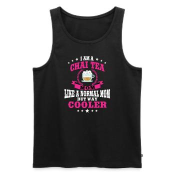 Lustiges Chai Tea Mom Outfit Damen - Männer Premium Bio Tank Top - Schwarz - Vorne - Michal (187cm)
