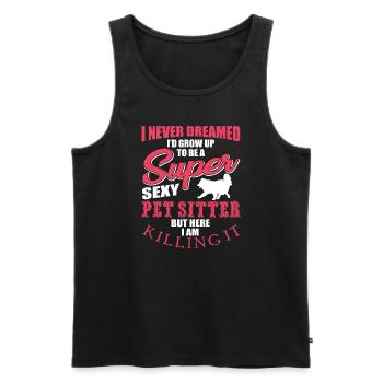 Funny pet sitter design - Men's Premium Organic Tank Top - black - Front - AI Model Male 178 light (178cm)