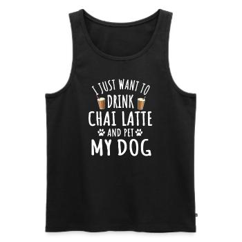 Funny Chai Latte And Dog Owner - Men's Premium Organic Tank Top - black - Front - AI Model Male 178 light (178cm)