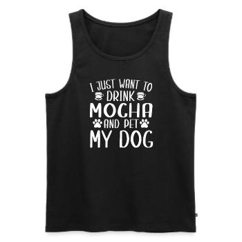 Drôle de café moka et amoureux des chiens - Débardeur bio Premium Homme - noir - Devant - AI Model Male 178 light (178cm)