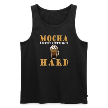 Café Moka disant café et chocolat - Débardeur bio Premium Homme - noir - Devant - AI Model Male 178 light (178cm)