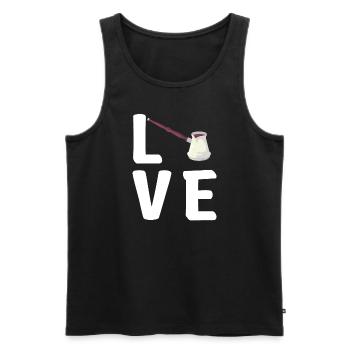 Turkish Coffee Cezve Design - Men's Premium Organic Tank Top - black - Front - AI Model Male 178 light (178cm)