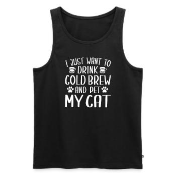 Lustiges Cold Brew Und Katzenliebhaber - Männer Premium Bio Tank Top - Schwarz - Vorne - AI Model Male 178 light (178cm)