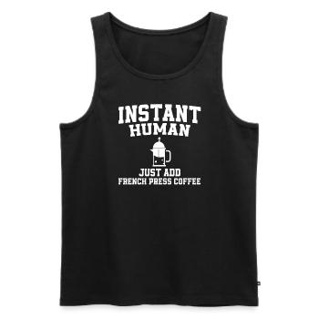 Dicton de la presse française sur le café - Débardeur bio Premium Homme - noir - Devant - Michal (187cm)